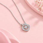 Bow Baguette Halo Pendant Necklace