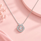 Bow Baguette Halo Pendant Necklace