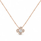 Rose Gold Baguette Flower Pendant Necklace