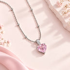 Pink Heart Beaded Chain Necklace