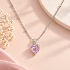 Pink Heart Beaded Chain Necklace