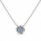 Aqua Stone Halo Pendant Necklace