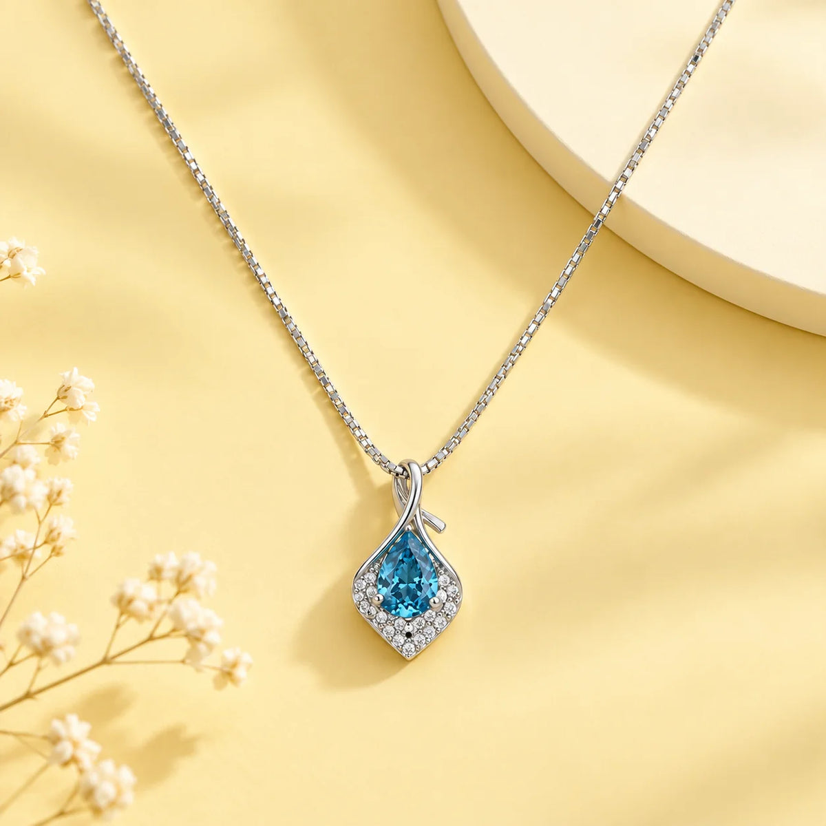 Teal Kite Drop Pendant Necklace