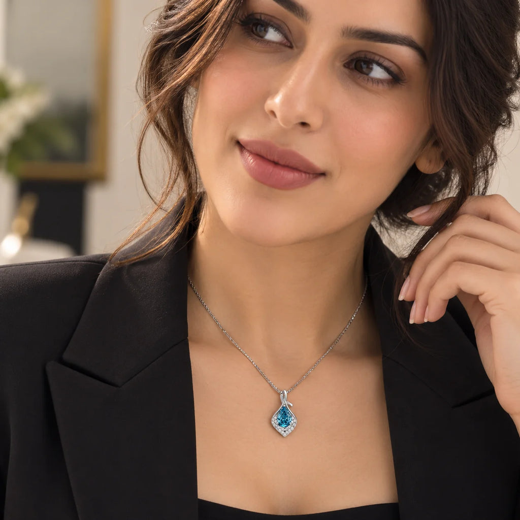 Teal Kite Drop Pendant Necklace