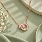 Rose Gold Interlocking Circle Pendant Necklace