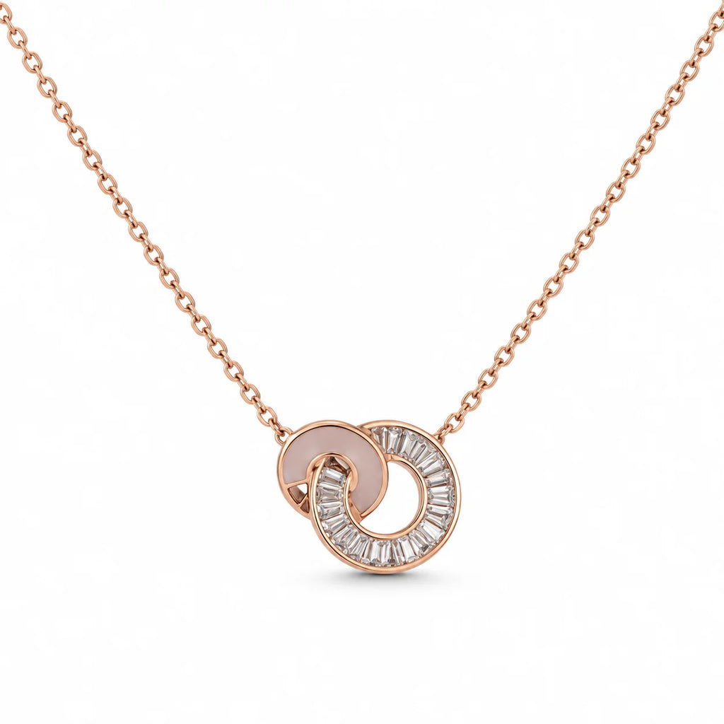 Rose Gold Interlocking Circle Pendant Necklace