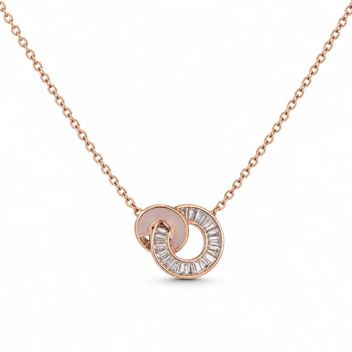 Rose Gold Interlocking Circle Pendant Necklace