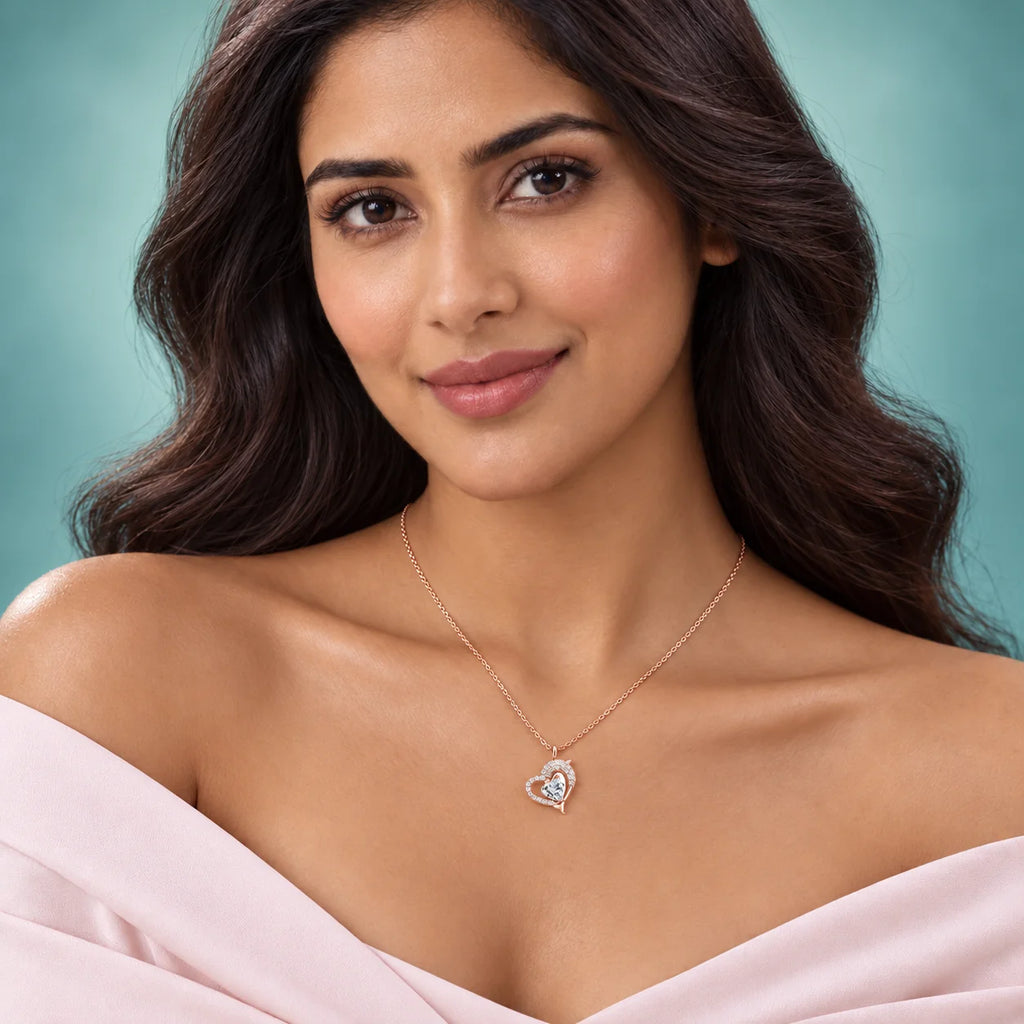 Rose Gold Heart Solitaire Pendant Necklace