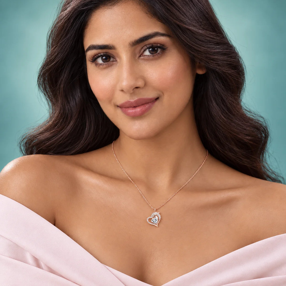 Rose Gold Heart Solitaire Pendant Necklace